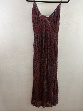 NK  brown and blue hearts print midi sheer dress with spaghetti straps size 36/S